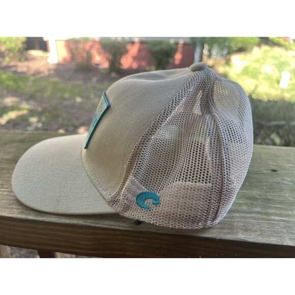 COSTA del Mar tan embroidered logo trucker mesh hat fishing sailing turquoise - Picture 3 of 11